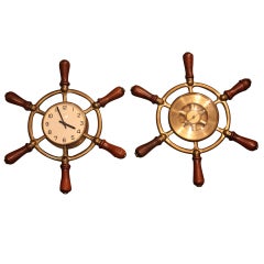 Hermes Ship's Wheel Clock And Barometer 5