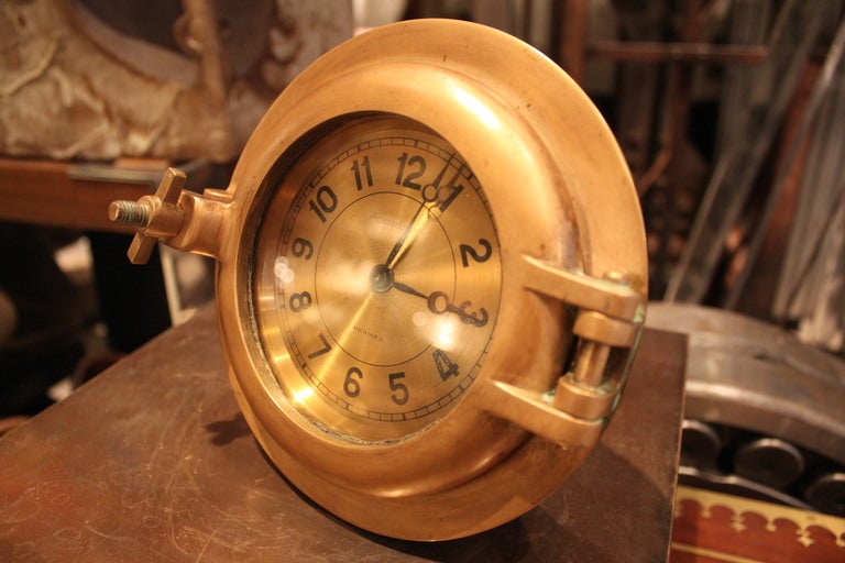 Rare Hermes porthole clock made by Jaeger Le coultre