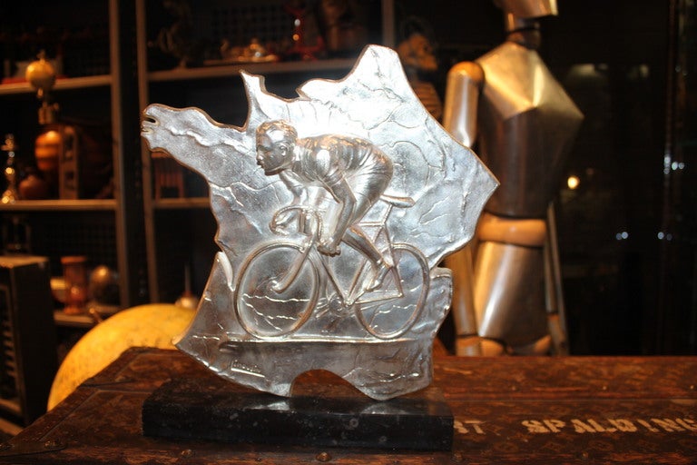 Collection Of Silver Plate And Metal Cycling Trophies