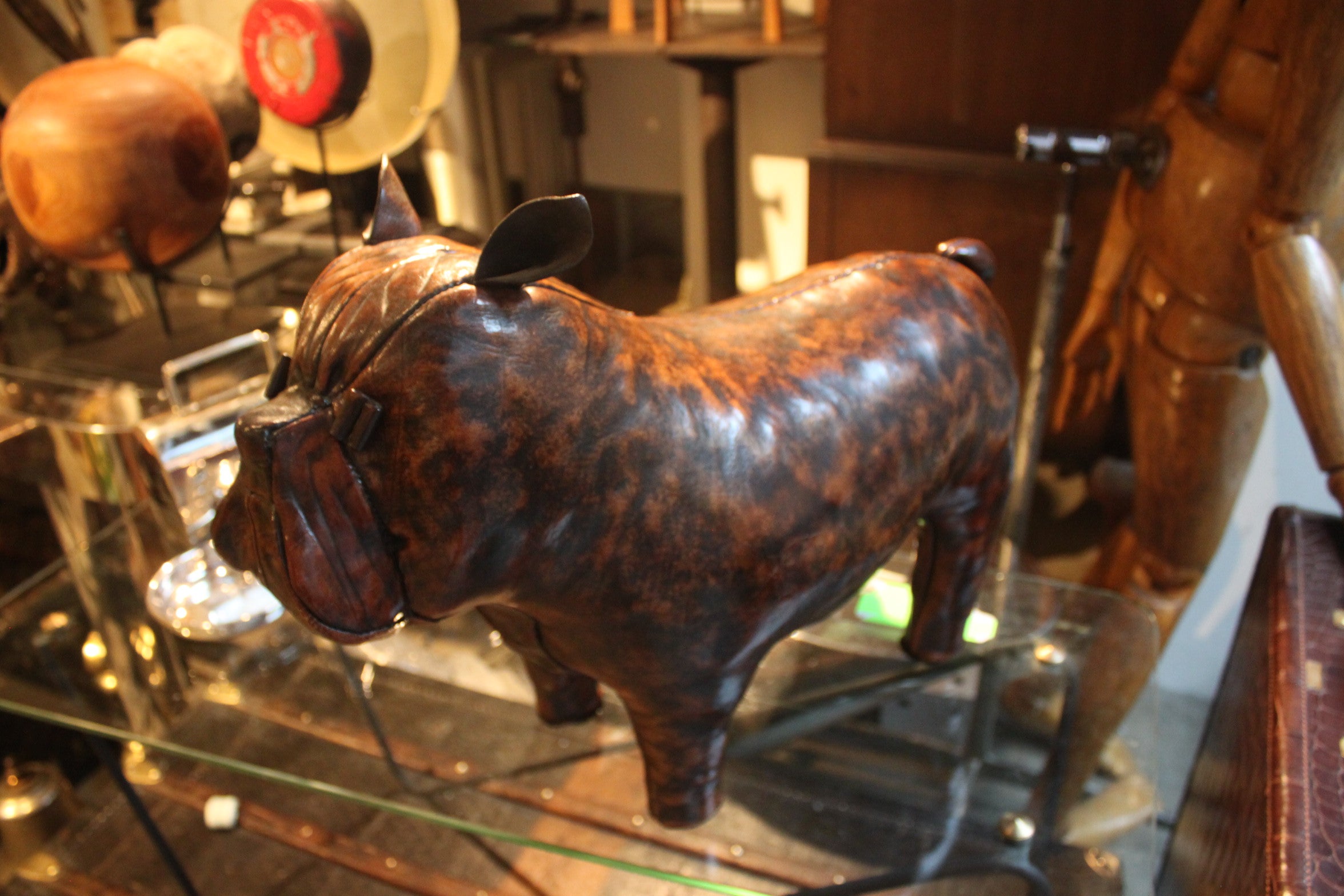 Bulldog foot stool by Abercrombie Leather 