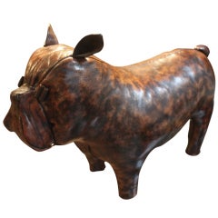 Bulldog foot stool by Abercrombie Leather 