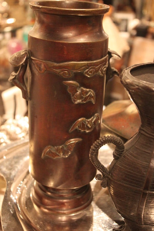 Bronze Collection Of 5 Japanese Modernist Vases For Sale