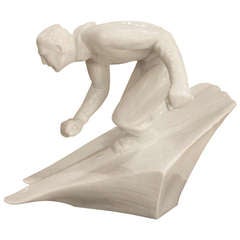Fine Porcelain Downhill Skier by Herend 1941