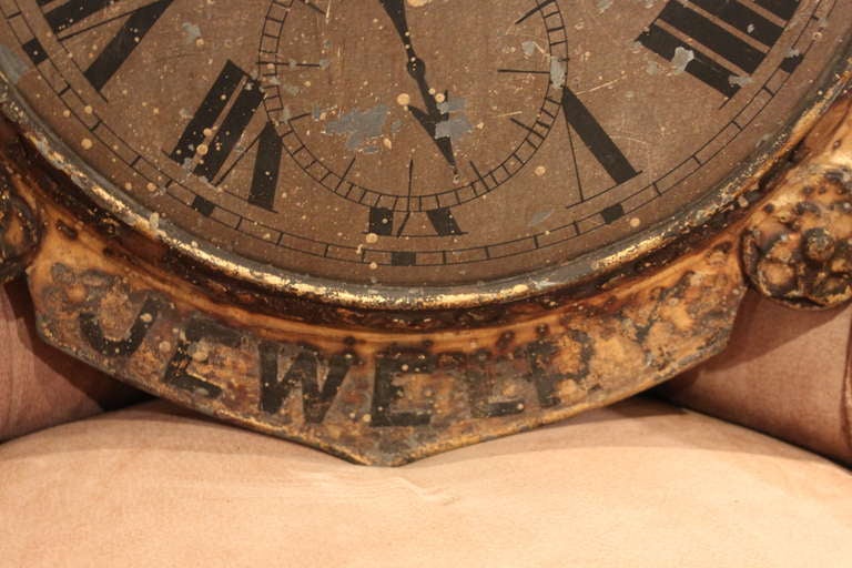 Une belle pièce américaine du 19e siècle  Enseigne commerciale 2 faces pour montres de poche Abîmé à New York, NY