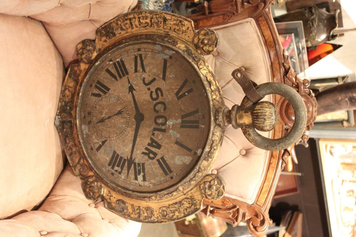 XIXe siècle Une belle pièce américaine du 19e siècle  Enseigne commerciale 2 faces pour montres de poche