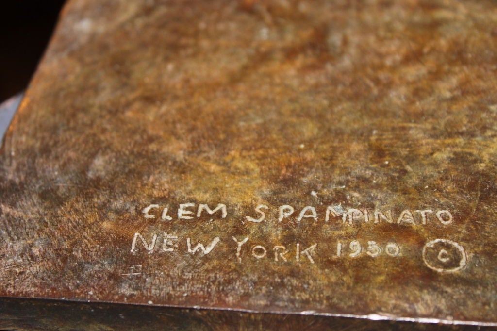 A beautiful bronze by renowned sculptor Clem Spampinato, who has a huge listing, and has done public and private commissions across the country.