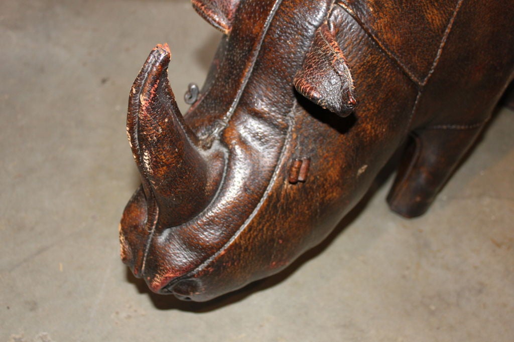 English Abercrombie Leather Rhino Footstool