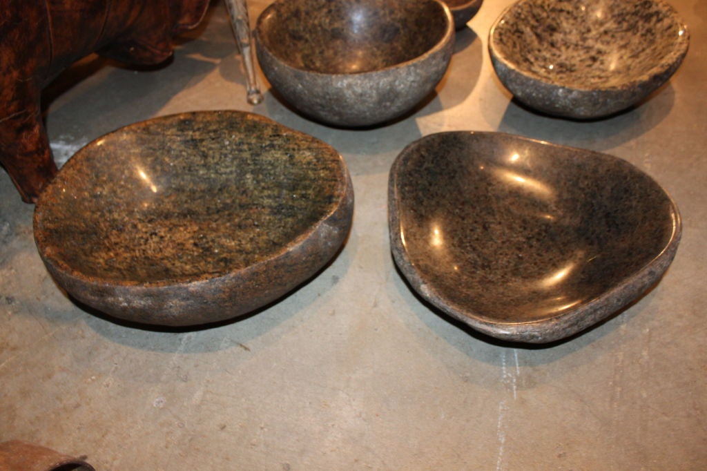 Beautiful Collection of Hand Carved Stone Bowls For Sale at 1stDibs