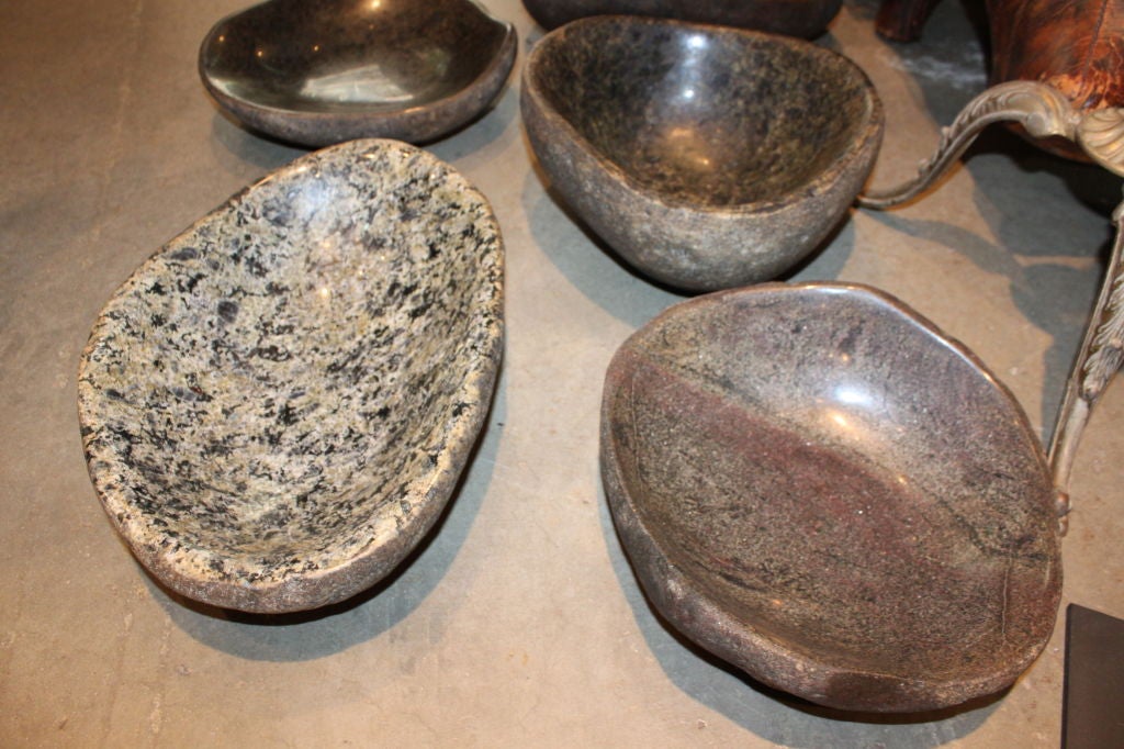 Beautiful Collection of Hand Carved Stone Bowls For Sale at 1stDibs