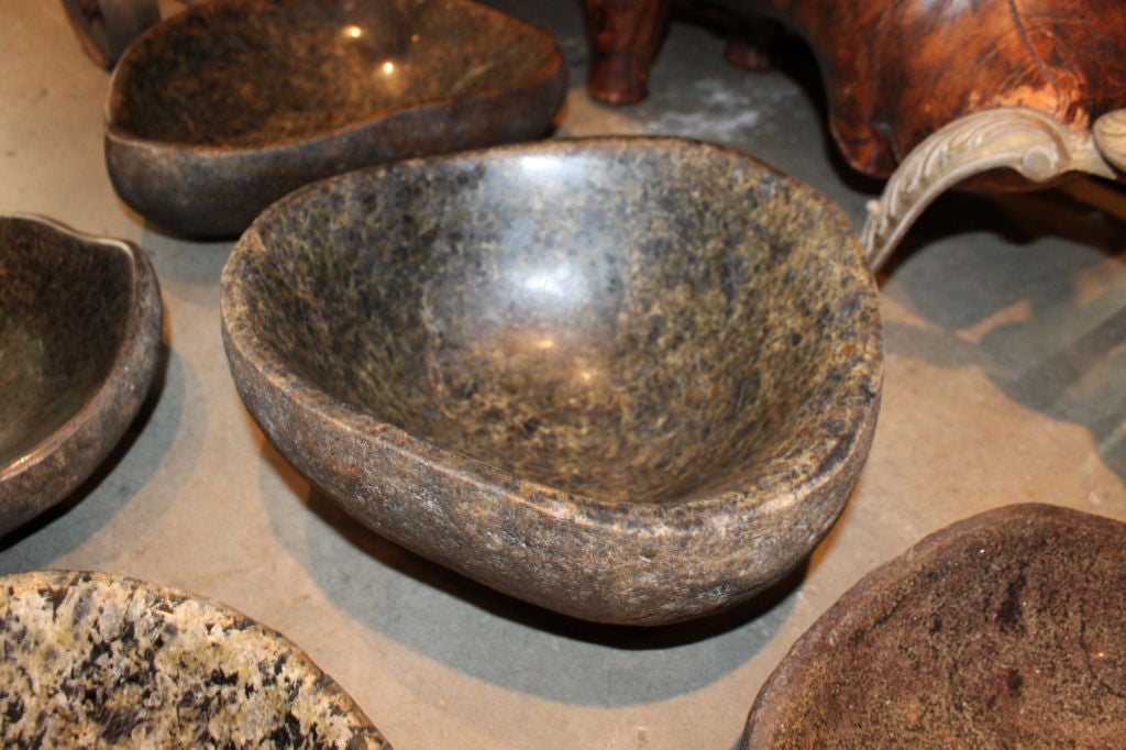 Beautiful Collection of Hand Carved Stone Bowls For Sale at 1stdibs