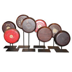 Group of 7 Lignum Shuffle Board Discs