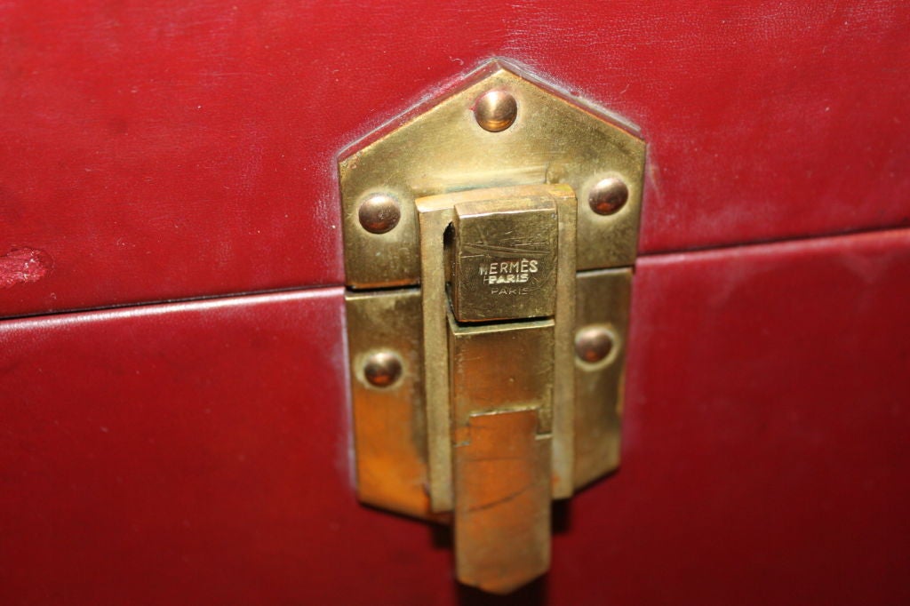 French Rare Hermes  leather Suitcase