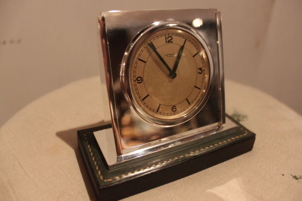 French Hermes Desk Clock by Dupre-Lafon