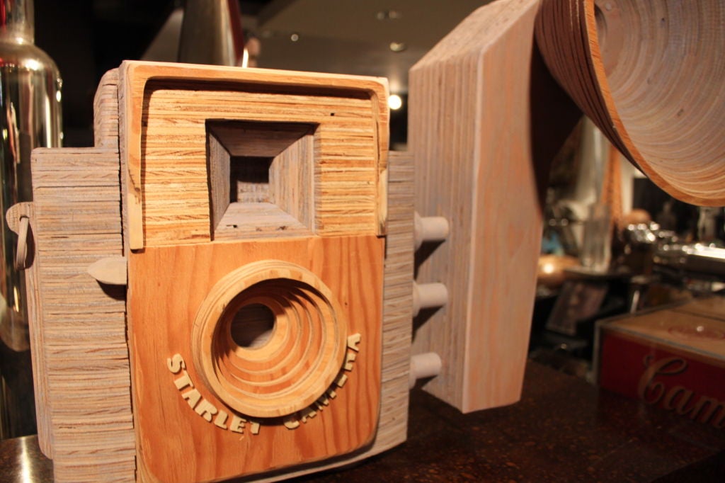 Contemporary Giant Wooden Camera Sculpture by Peter Buchman