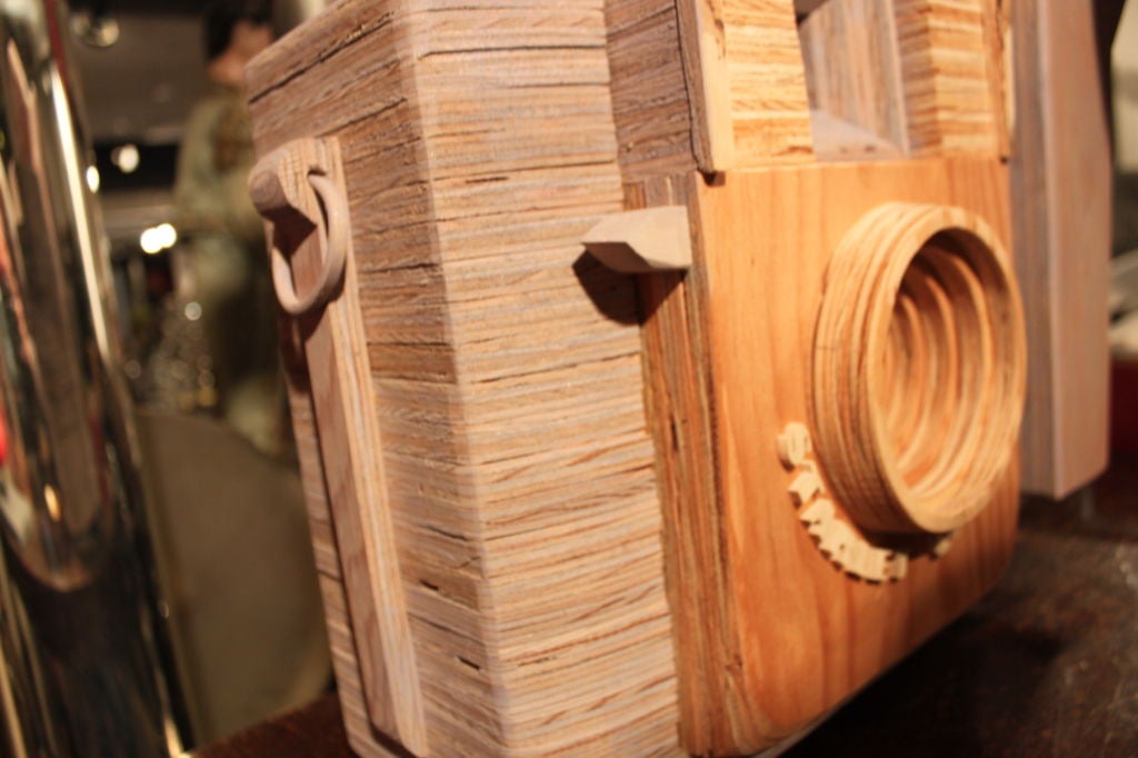 Giant Wooden Camera Sculpture by Peter Buchman 3