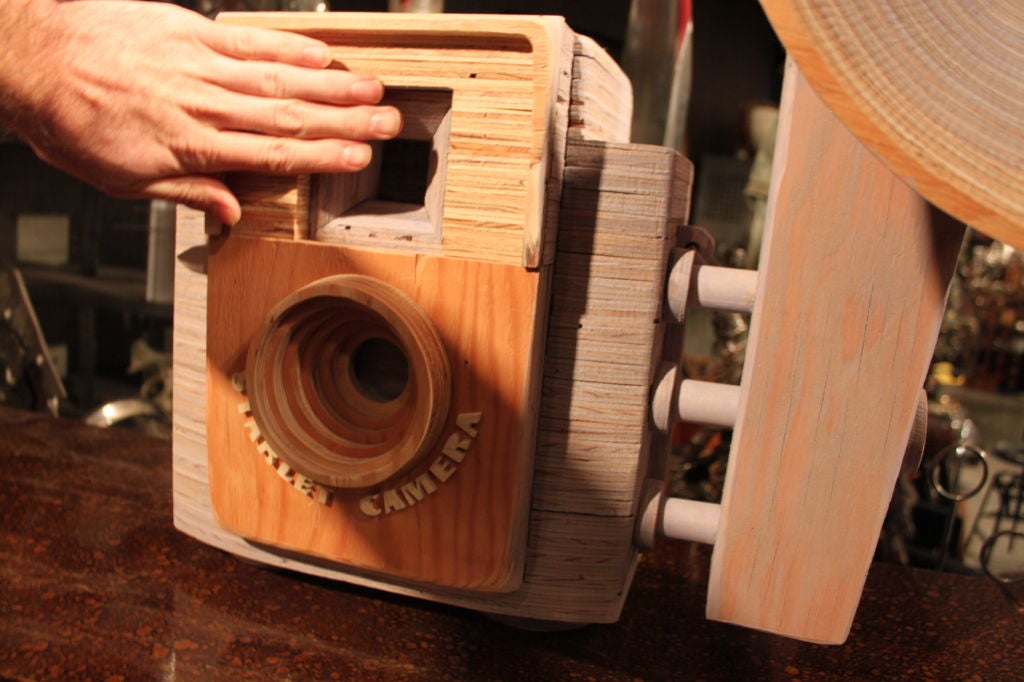 Giant Wooden Camera Sculpture by Peter Buchman 4