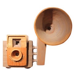 Giant Wooden Camera Sculpture by Peter Buchman