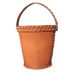 Rare Hermes Leather bucket with brass studs