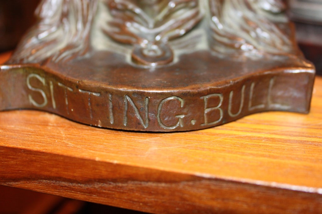 20th Century Rare American school bronze bookends of Sitting Bull