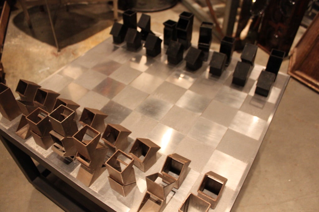 Etched Unusual 1970's chess set table