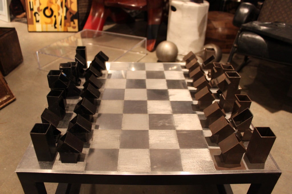 Unusual 1970's chess set table In Excellent Condition In New York, NY
