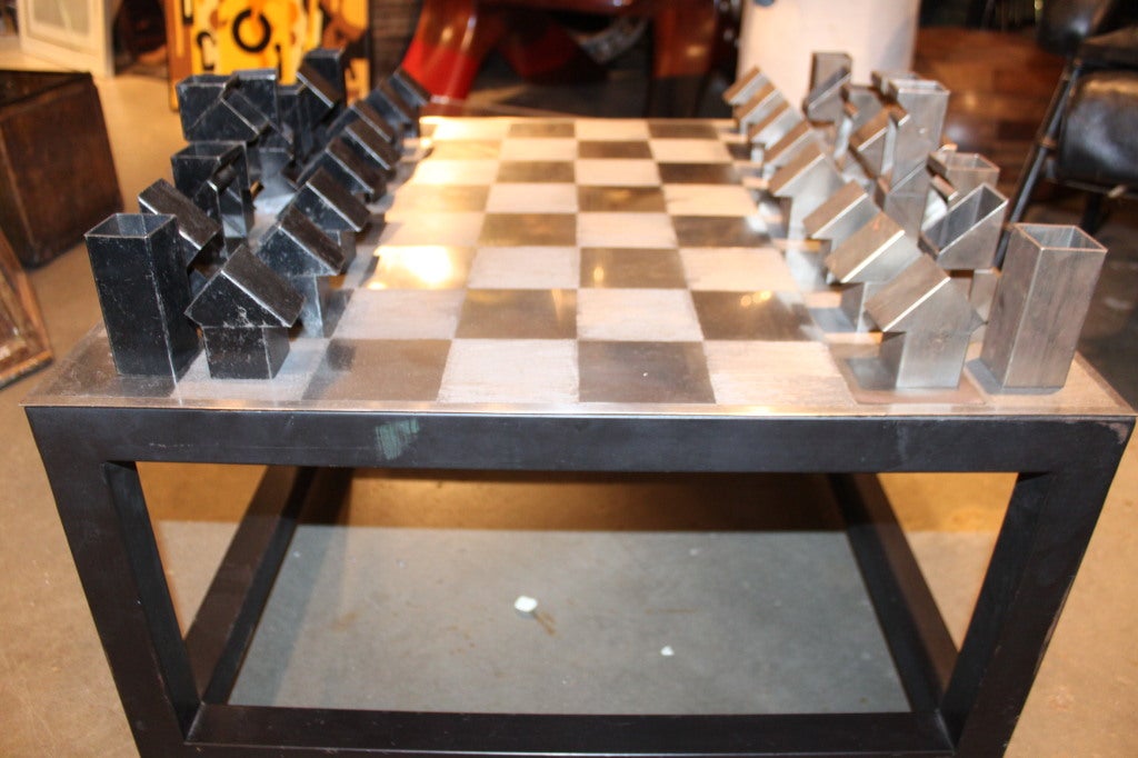 Steel Unusual 1970's chess set table