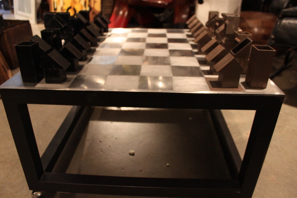 Unusual 1970's chess set table 1