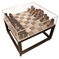 Unusual 1970's chess set table