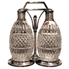 Deco Cartier Crystal and Sterling Locking decanter