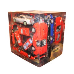 Giant Lucite Cube with Ferraris 8