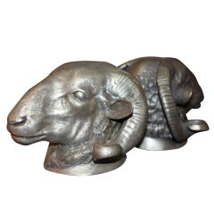 Pair of Ram bronze Bookends