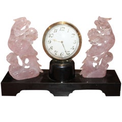 Deco Chinoiserie Rose Quartz Clock