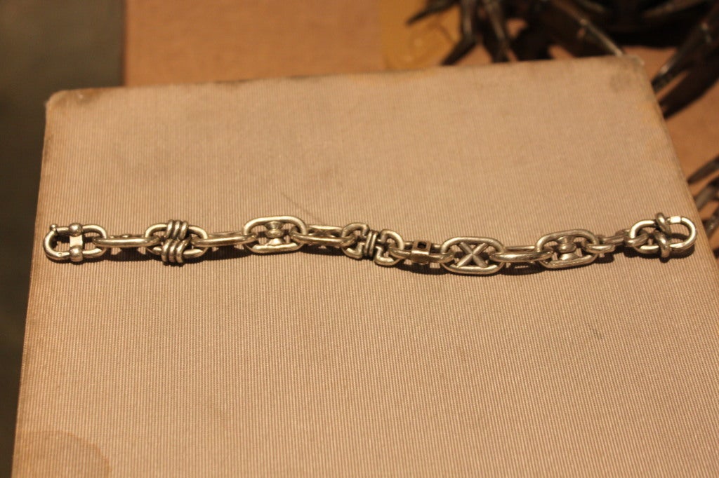 French Hermes 1950s Rare Sterling Link Bracelet