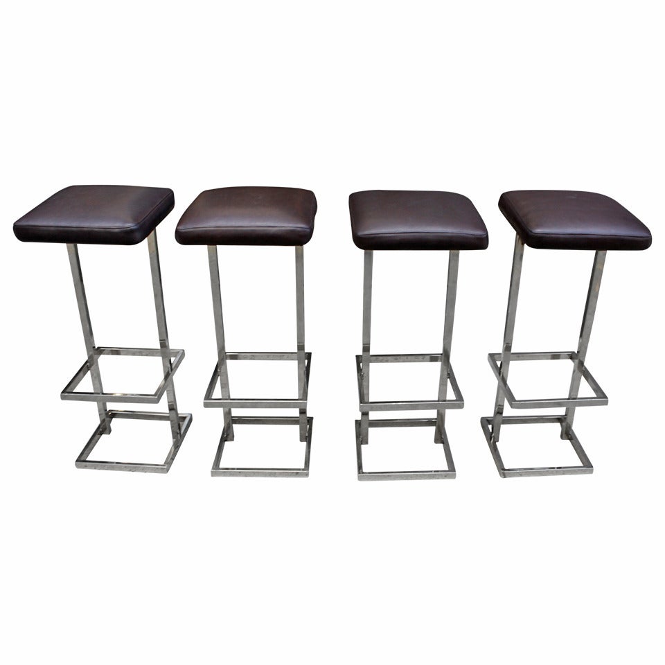 Beautiful French 70's Modern Stools For Sale