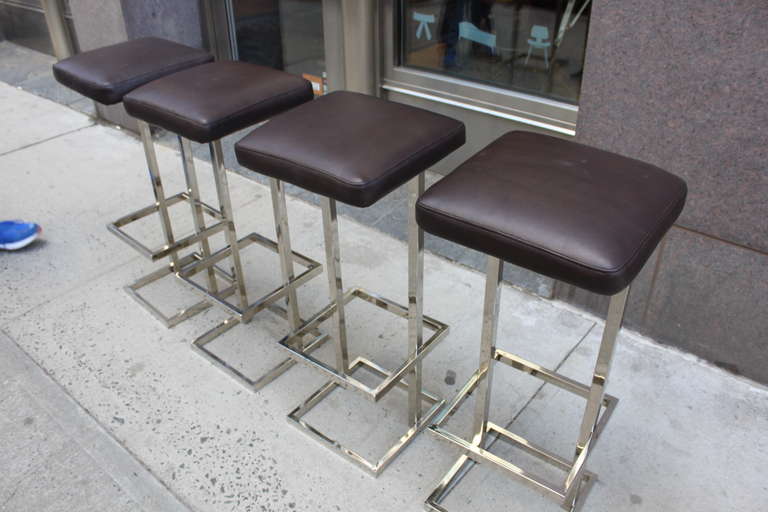 Beautiful French 70's Modern Stools In Excellent Condition For Sale In New York, NY
