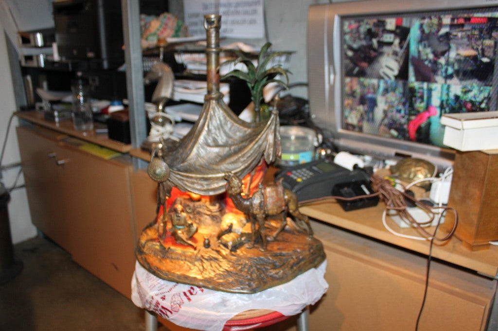 Exceptional Austrian Bronze Arab scene Lamp