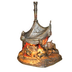 Exceptional Austrian Bronze Arab scene Lamp