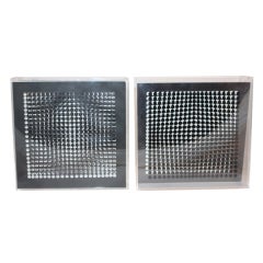 Pair of Victor Vasarely optical sculptures