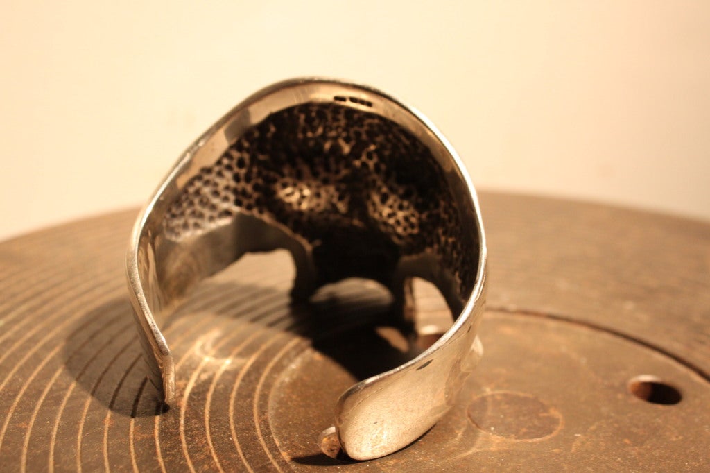 English Sterling Silver Skull Cuff For Sale