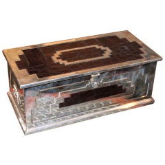 French Art Deco silver and Alligator cigar box