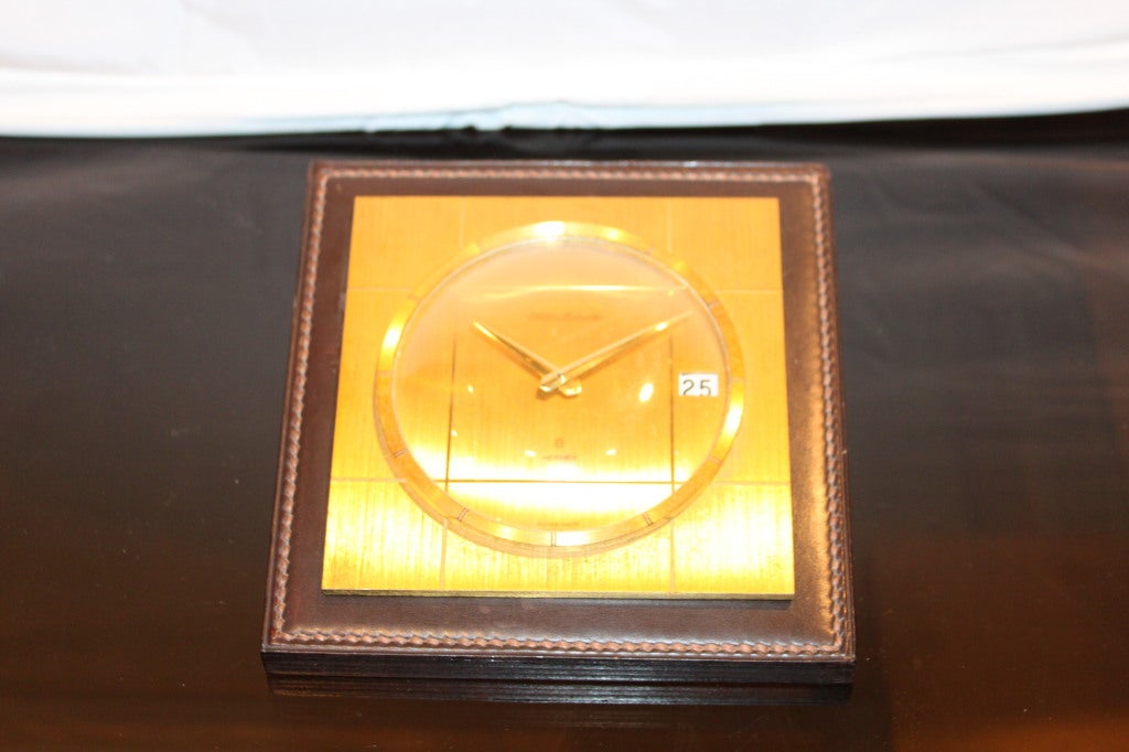 An Hermes Dupre-Lafon Stacked Leather Desk Clock 2