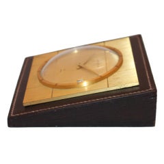 An Hermes Dupre-Lafon Stacked Leather Desk Clock