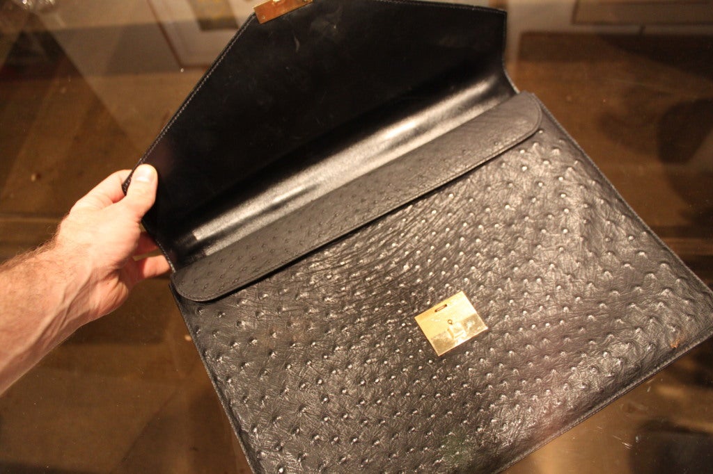 20th Century Awesome Gucci Ostrich Attaché with original key