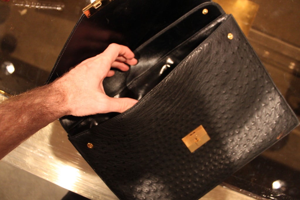 Brass Awesome Gucci Ostrich Attaché with original key