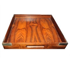 Vintage Rare Hermes Rosewood and Silver Desk Tray 1960