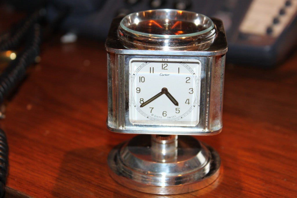 Super Rare Cartier desk clock with 5 functions Clock. The clock is perfect  for a desk or bedside