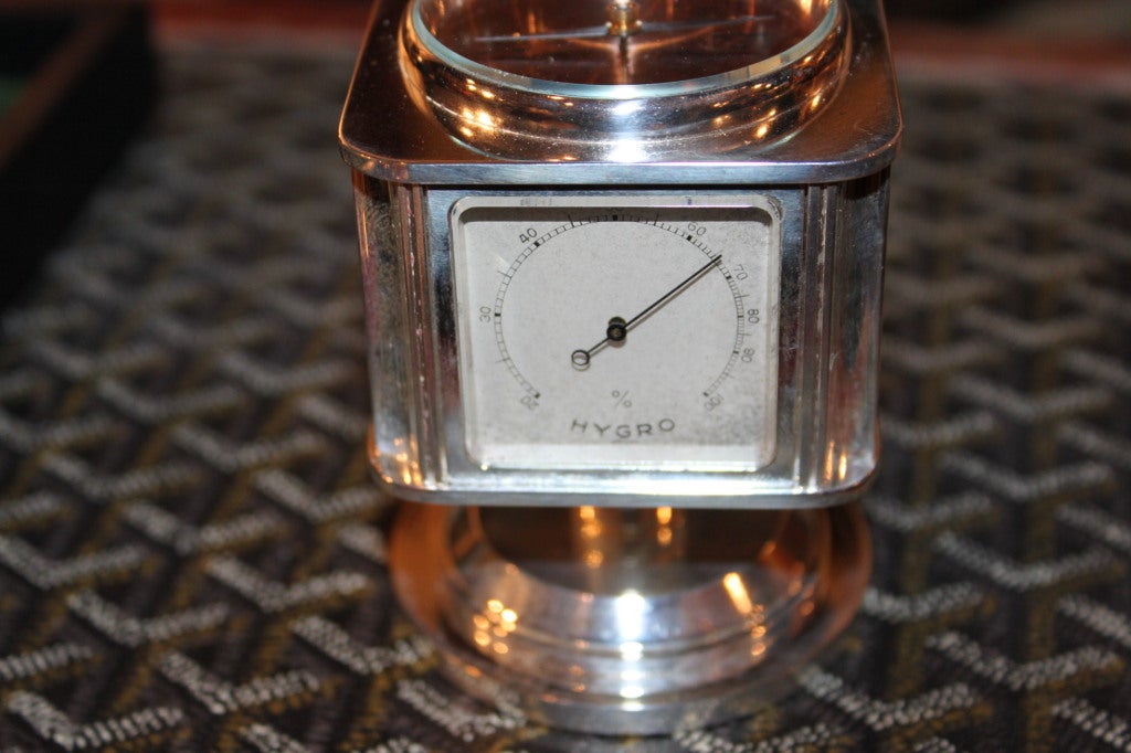 Silver Plate Rare Cartier Clock Barometer Weather Station