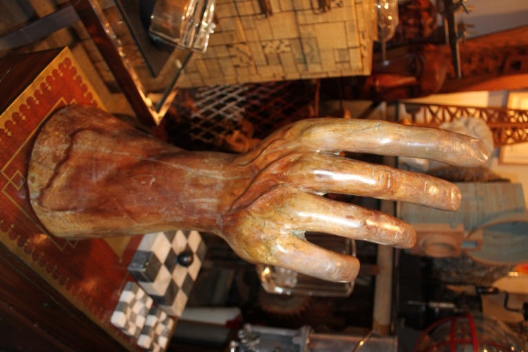 Folk Art Giant Carved Wooden Hand