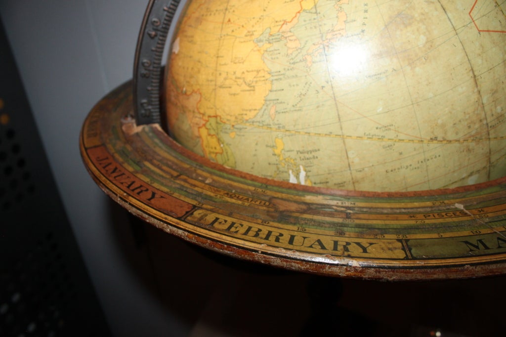 Wood Early 20th Century Globe on Beautiful Mahogany Stand For Sale
