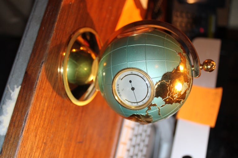 Swiss Figural World Globe Clock Weather Station by Angelus